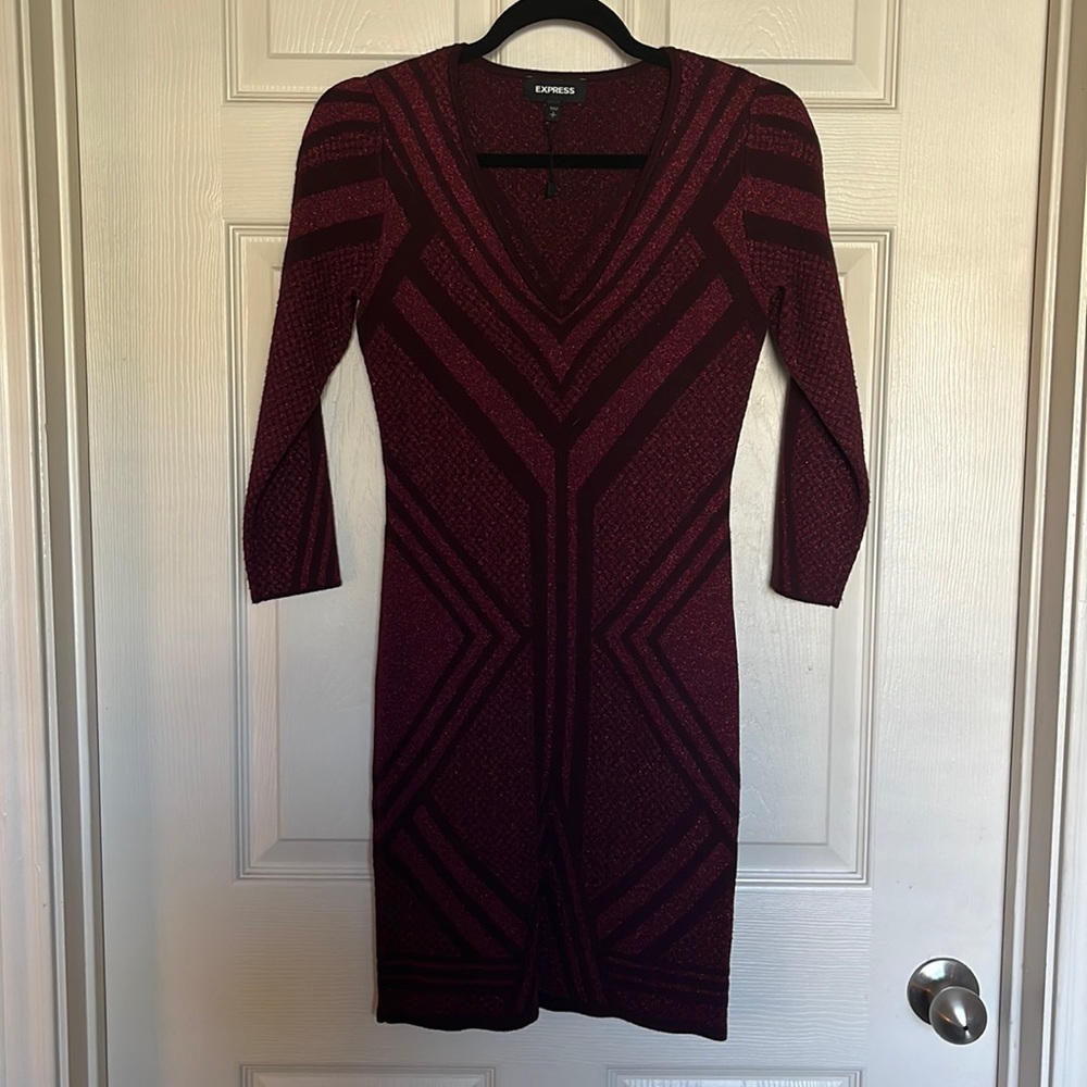 Express sz S maroon shimmer mini dress
